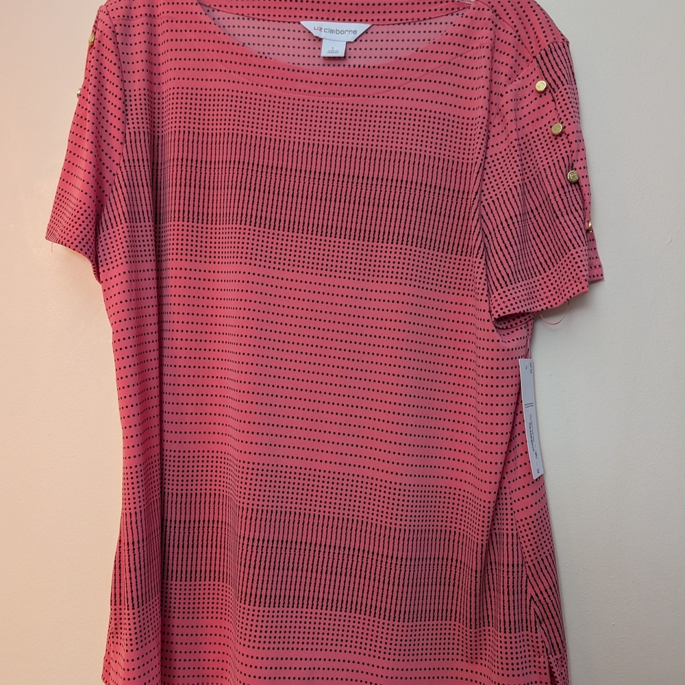 Liz Claiborne Pink and Black Patterned Blouse
